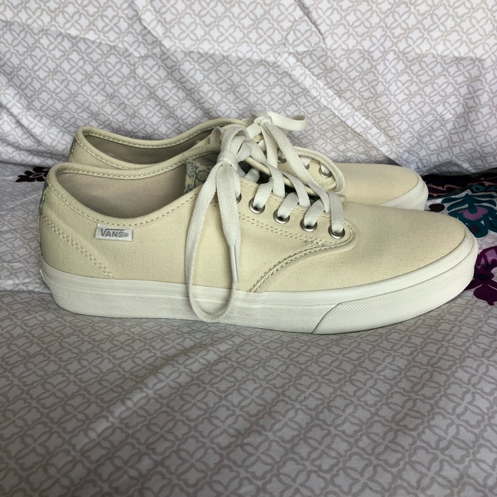 Vans Sneakers—Cream with Blue Floral